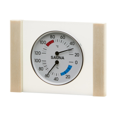 Klimastation - Thermo- / Hygrometer in Glas mit Holzrahmen Espe 