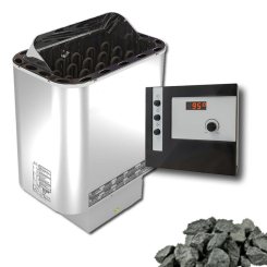 Saunaofen NORDEX next + Steuerung  N-E2 mit Temperaturanzeige   incl. Saunasteine 