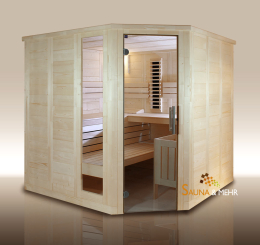 wood.LINE classic+ Massivholzsauna Mod. Eck 204 x 204 - Ausstellungsmodell 