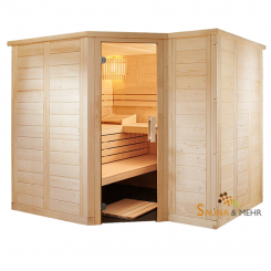 wood.LINE TREND 6-Eck Massivholz Saunakabine 232x204 - Rechts 