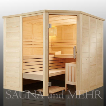 Harvia ALASKA Massivholz Saunakabine Mod. Eck 204x204 Fenster links 