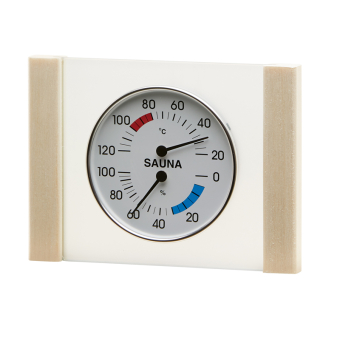 Klimastation - Thermo- / Hygrometer in Glas mit Holzrahmen Espe 