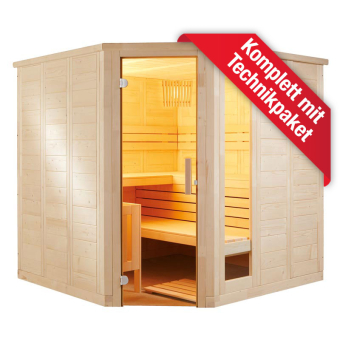 Domo by Sentiotec - Komfort Corner Massivholzsauna 206 x 206 x 204 cm - Eck 