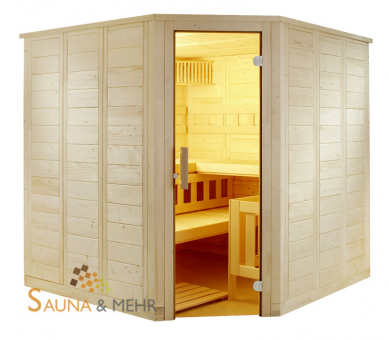 wellFUN Massivholz Saunakabine Eck 204 x 204 
