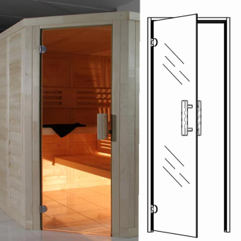 Fichte Saunatür "Classic" 40mm / 74x196 cm - Klarglas 8 mm 68 x 191 cm 
