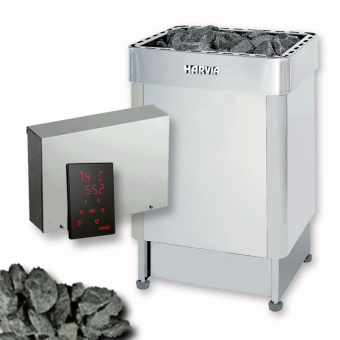 Technik-Set | Harvia Saunaofen Senator Edelstahl + Harvia Steuerung Xenio CX170 + Saunasteine 