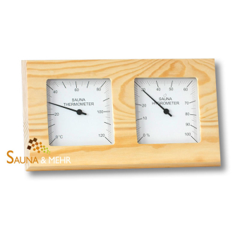 Sauna Klimastation "Wave" Thermometer u. Hygrometer - Gehäuse Nadelholz 