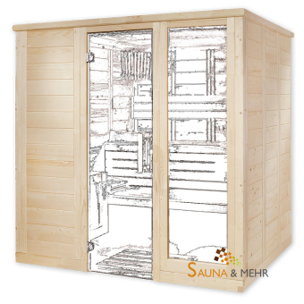 wood.LINE Classic Massivholz-Sauna - 204 x 156 cm - Links 