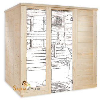 wood.LINE Classic Massivholz-Sauna - 204 x 156 cm - Rechts 