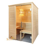 ALASKA Massivholz Saunakabine Mod. Mini 156 x 108 - Links 